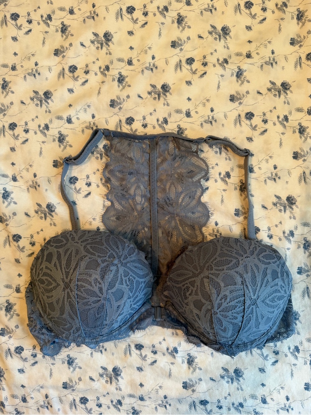 PINK Victoria's Secret Slate Blue Lace Push-Up Bra